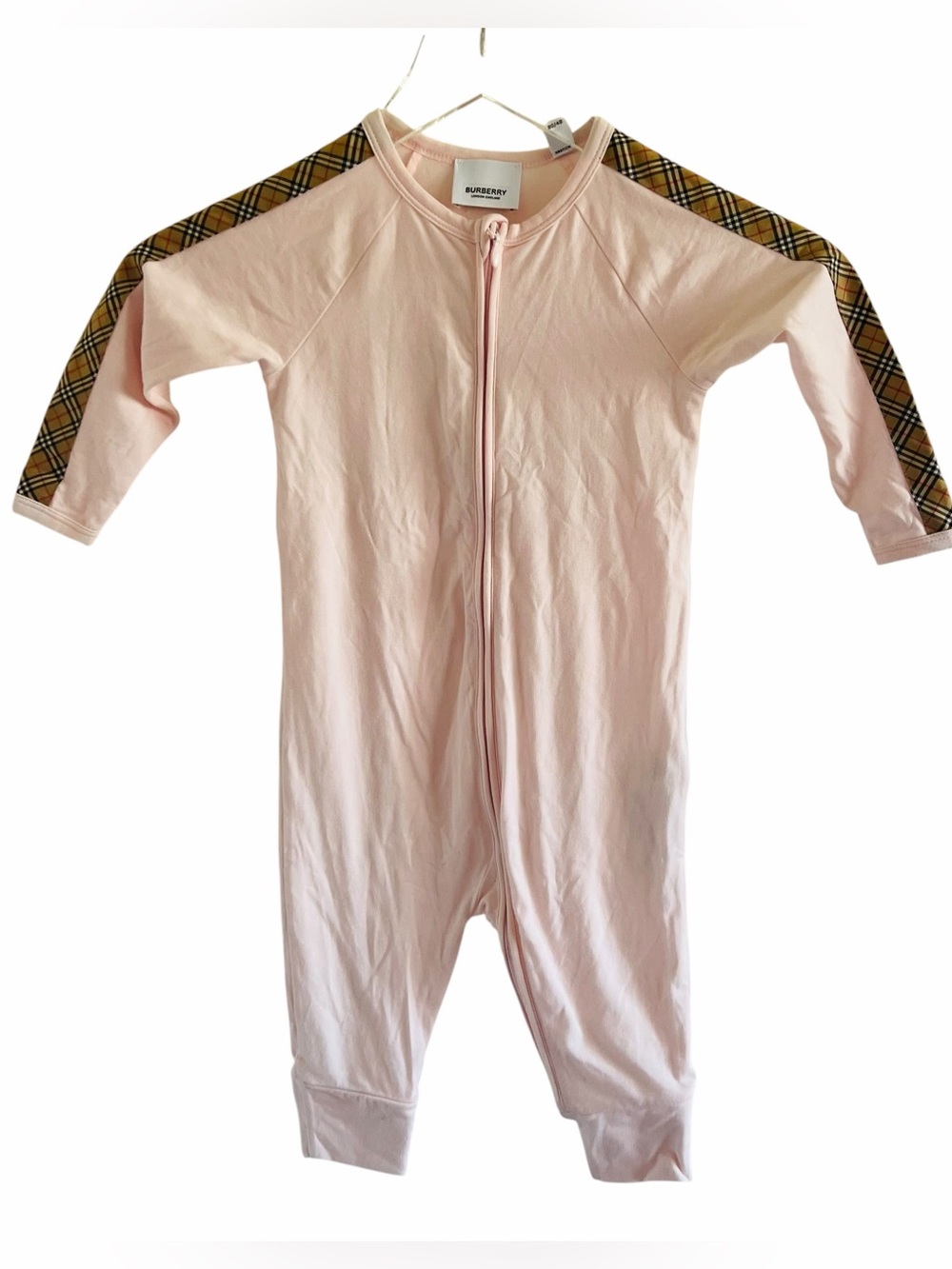 Burberry London Solid Check Trim Zipper One Piece